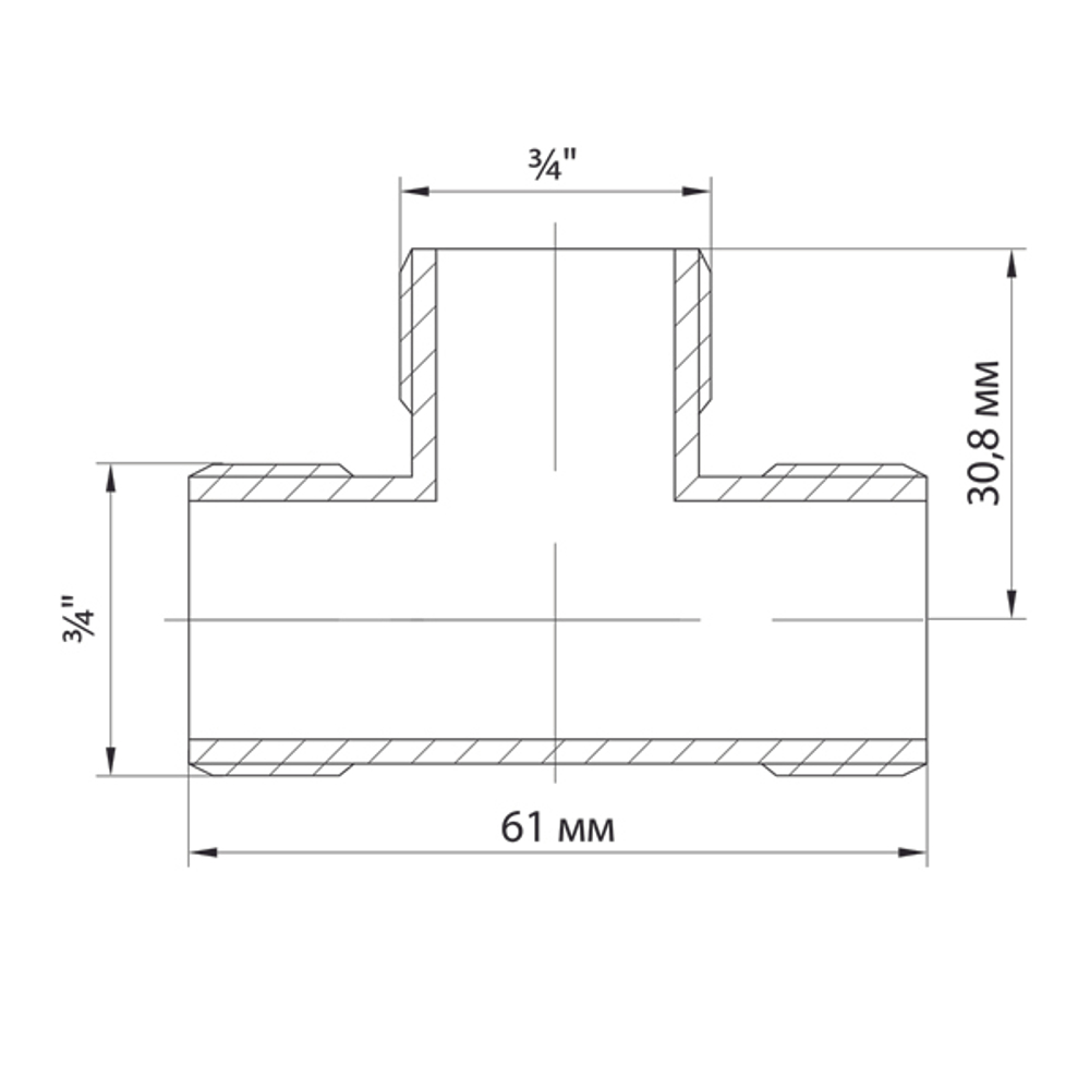 Тройник 3/4'' нар/нар/нар VRT® никель