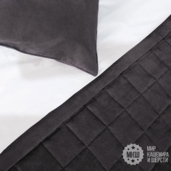 Готовые шторы и покрывало в комплекте СОФТТ (арт. BL10-021-19)  - темно-серый