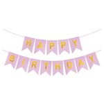 Гирлянда-флажки «Happy Birthday», розовый/ золотой, 500 см