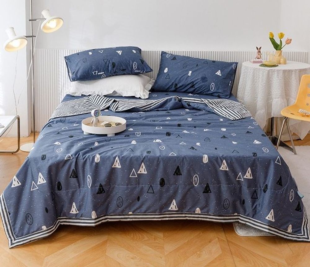 ZEPHYR HOME КПБ Полуторка с одеялом, синий елки
