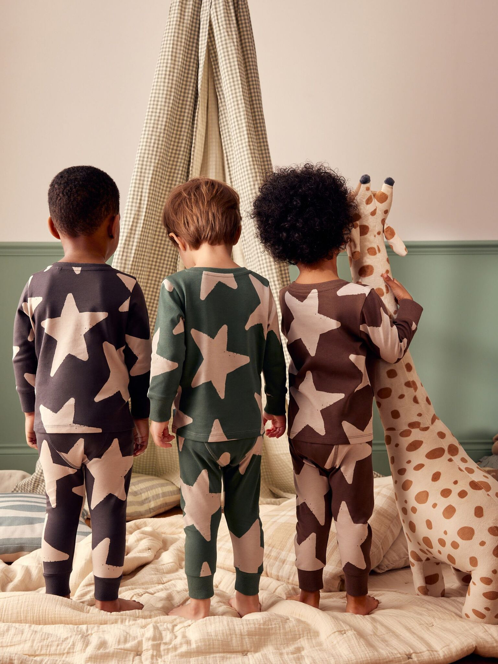 Пижама для мальчика Next K98-601, 3 шт., Зеленый, Коричневый, Темно-серый
