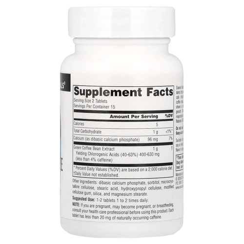 Source Naturals, экстракт зеленого кофе, 30 таблеток (500 мг в одной таблетке)