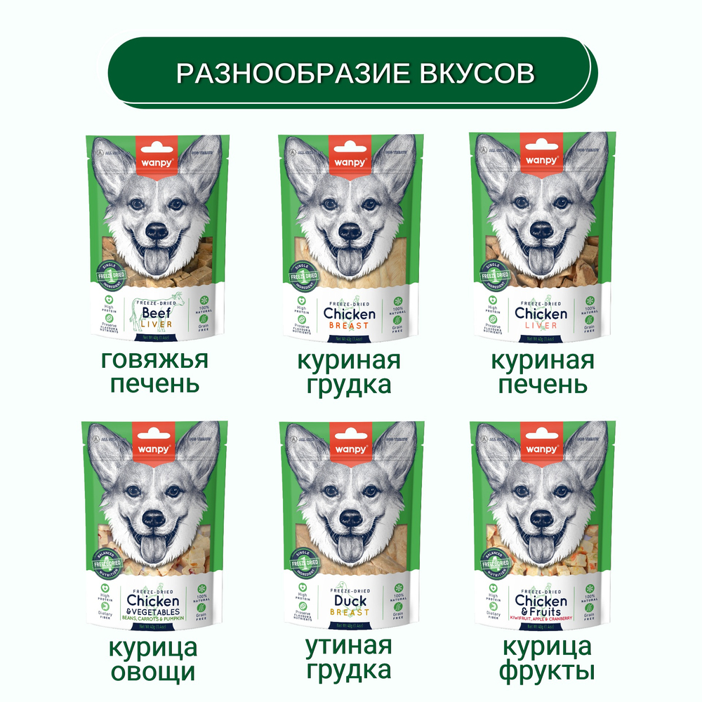 Wanpy Dog Сублимированное лакомство для собак "Говяжья печень" 40 г