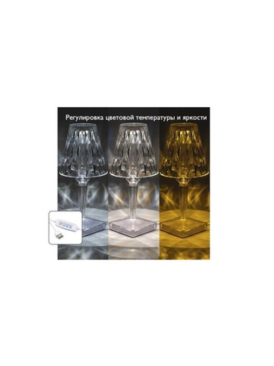 Светильник светодиодный настольный CTL1-USB 3Вт 120лм 5В 2SMD IP20 диммер: 2700-3000К/4000-4500К/6000-6500К ночник прозр. кристалл акрил ФАZА 5040922