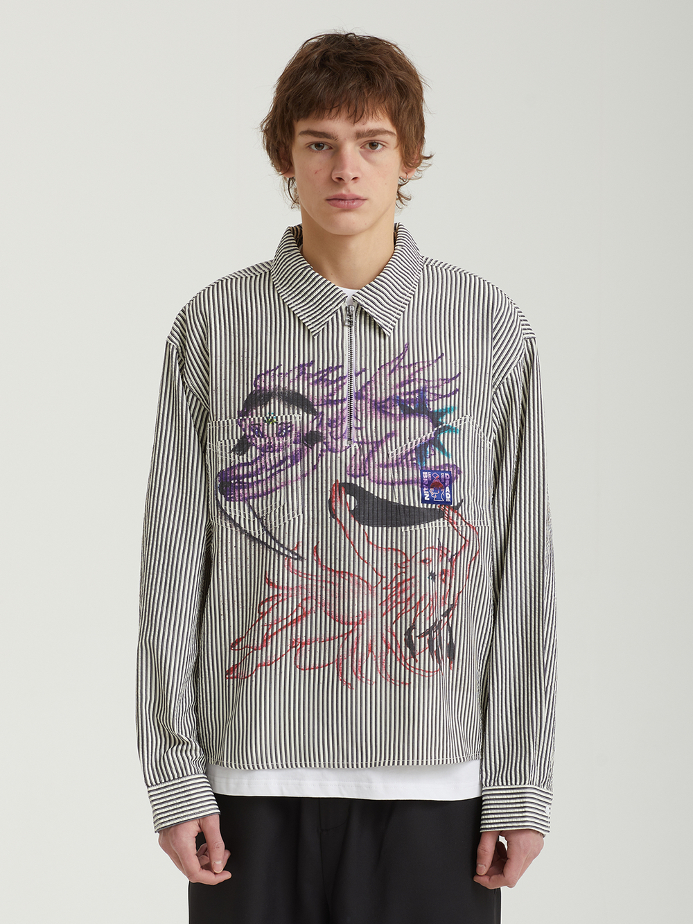 Мужская Рубашка Angel Striped Half Zip