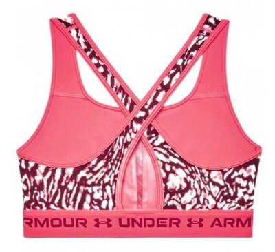 ТОП теннисный Under Armour Women's Armour Mid Crossback Printed Sports Bra - penta pink/black