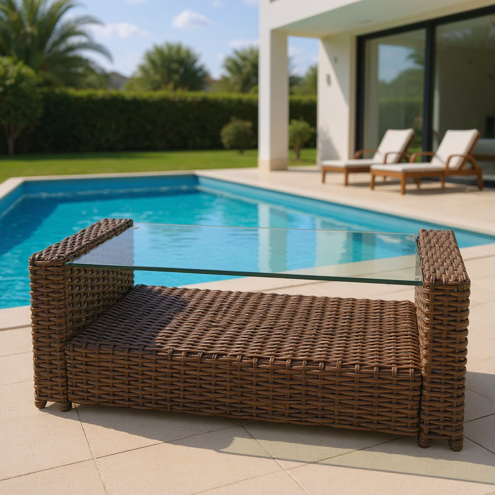 Столик журнальный из искусственного ротанга Сантьяго — Шоколад