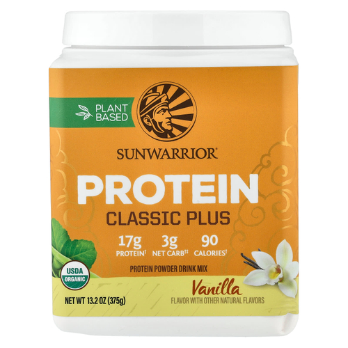 Sunwarrior, Protein Classic Plus, протеин на растительной основе, ванильный вкус, 375 г (13,2 унций)