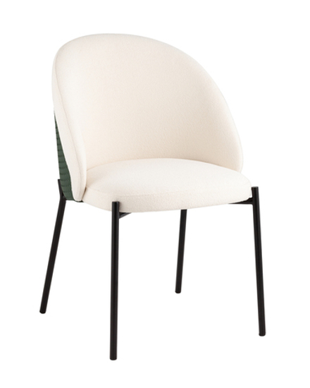 Стул обеденный Adelinde бежевый с зеленой экокожей