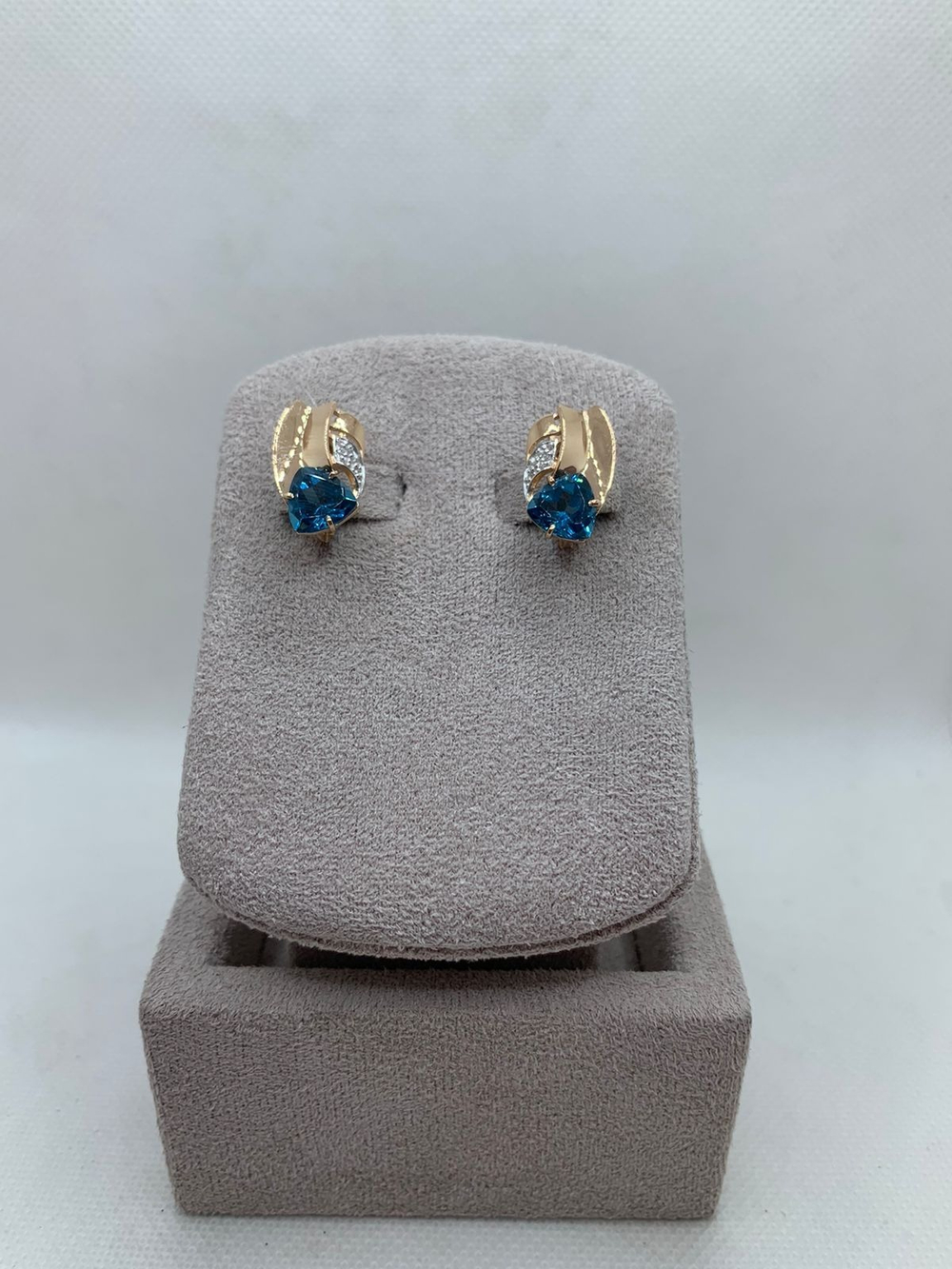 Серьги из золота 585 пробы с Фианит и Топазом