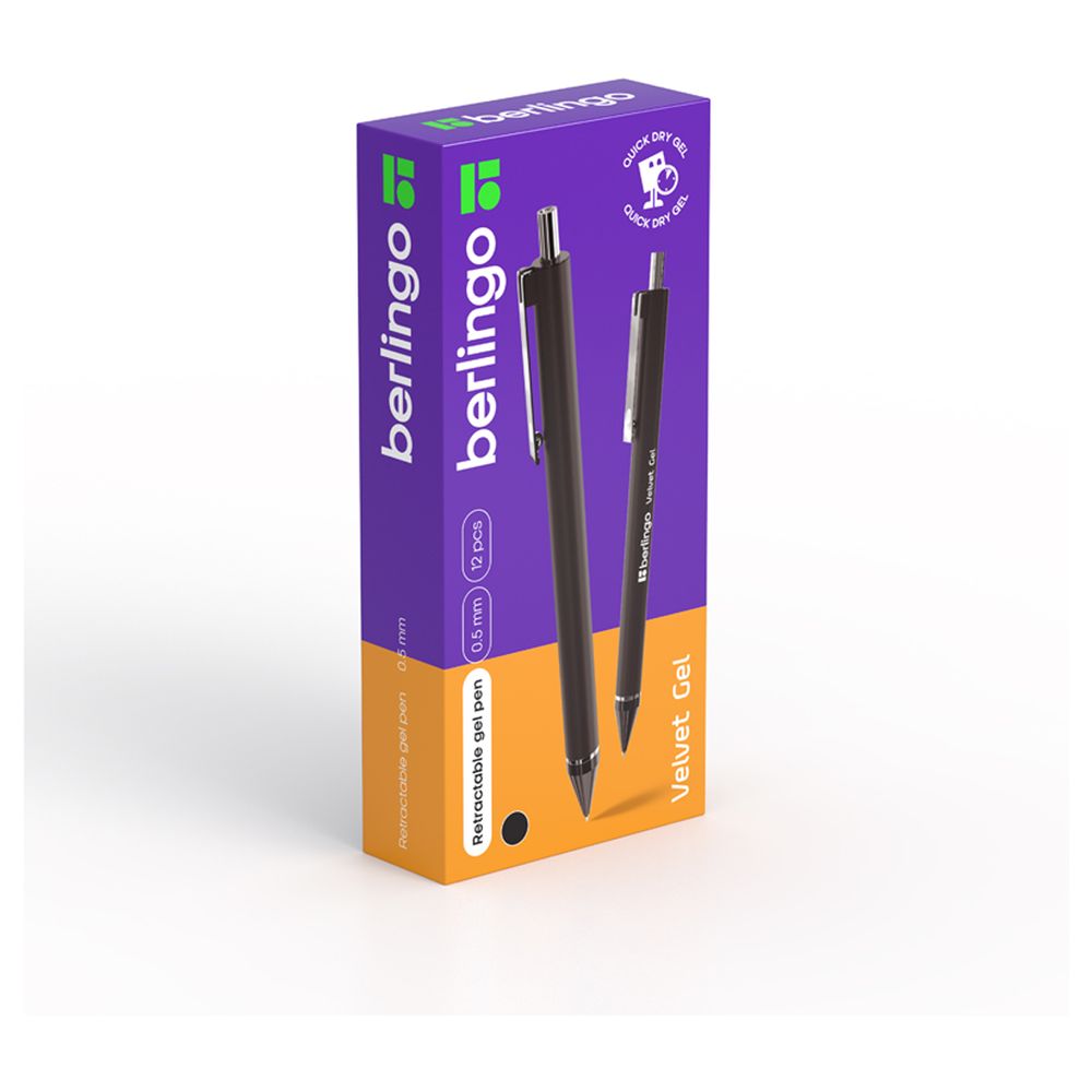 Ручка гелевая автоматическая Berlingo "Velvet gel" черная, 0,5мм, грип, 1шт