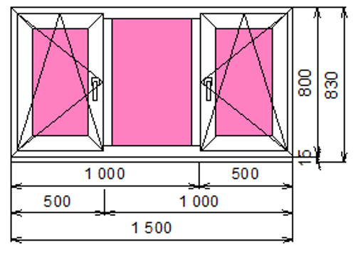 Пластиковое окно 800 х 1500 ТермА Эко