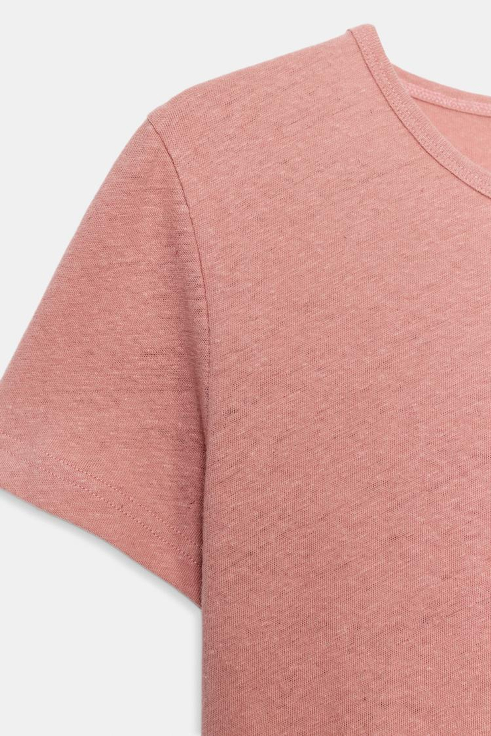 ZARA ФУТБОЛКА ИЗ ХЛОПКА И ЛЬНА С КОРОТКИМИ РУКАВАМИ, ЦВЕТ РОЗОВОГО МЕЛА