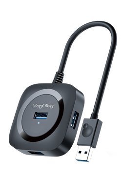 TypeC хаб VegGieg на 4 порта | Скорость до 350 МБ/с | Поддержка HDD 5 ТБ | Питание Micro USB | Без драйверов 0,2 м