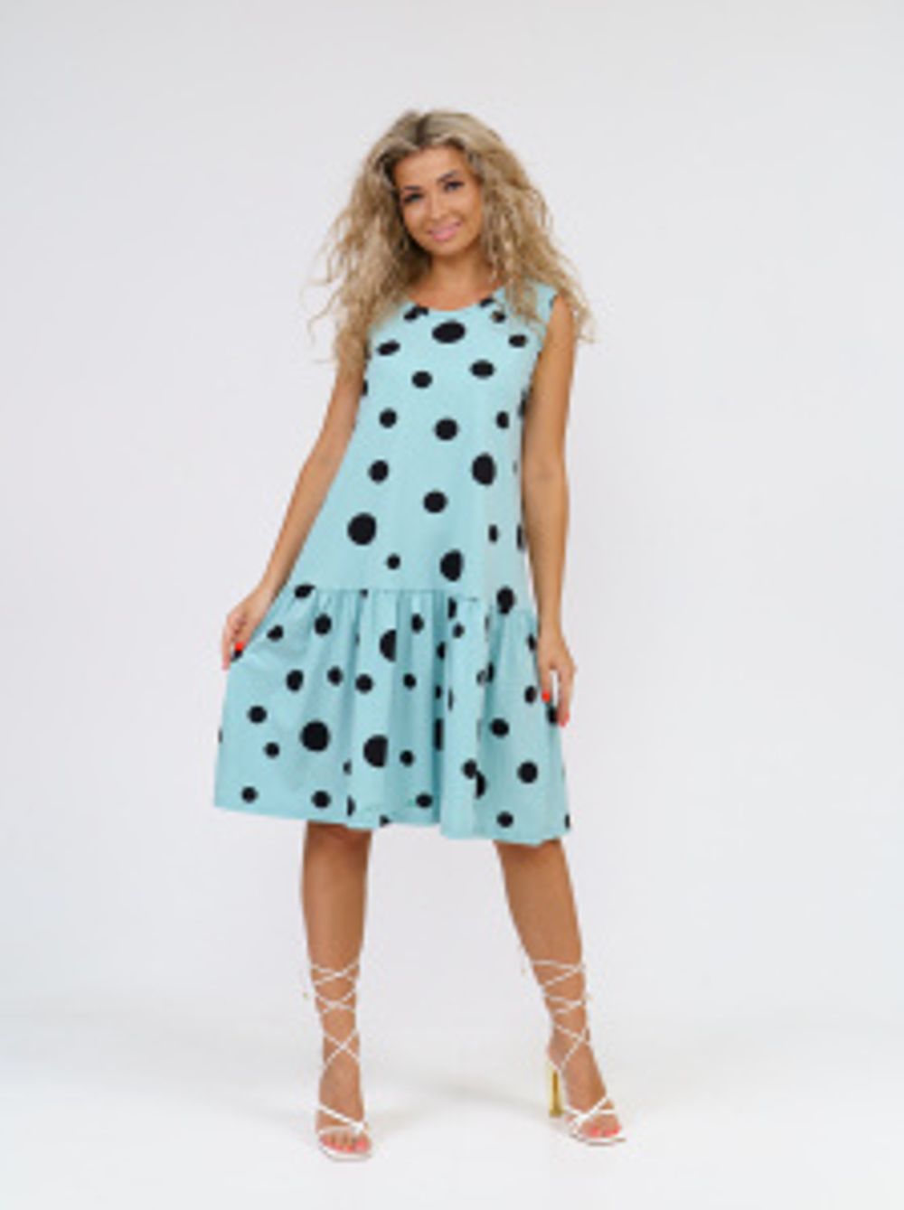 914 Сарафан "Горох/дымчато-голубой" SveTekst (Акция)