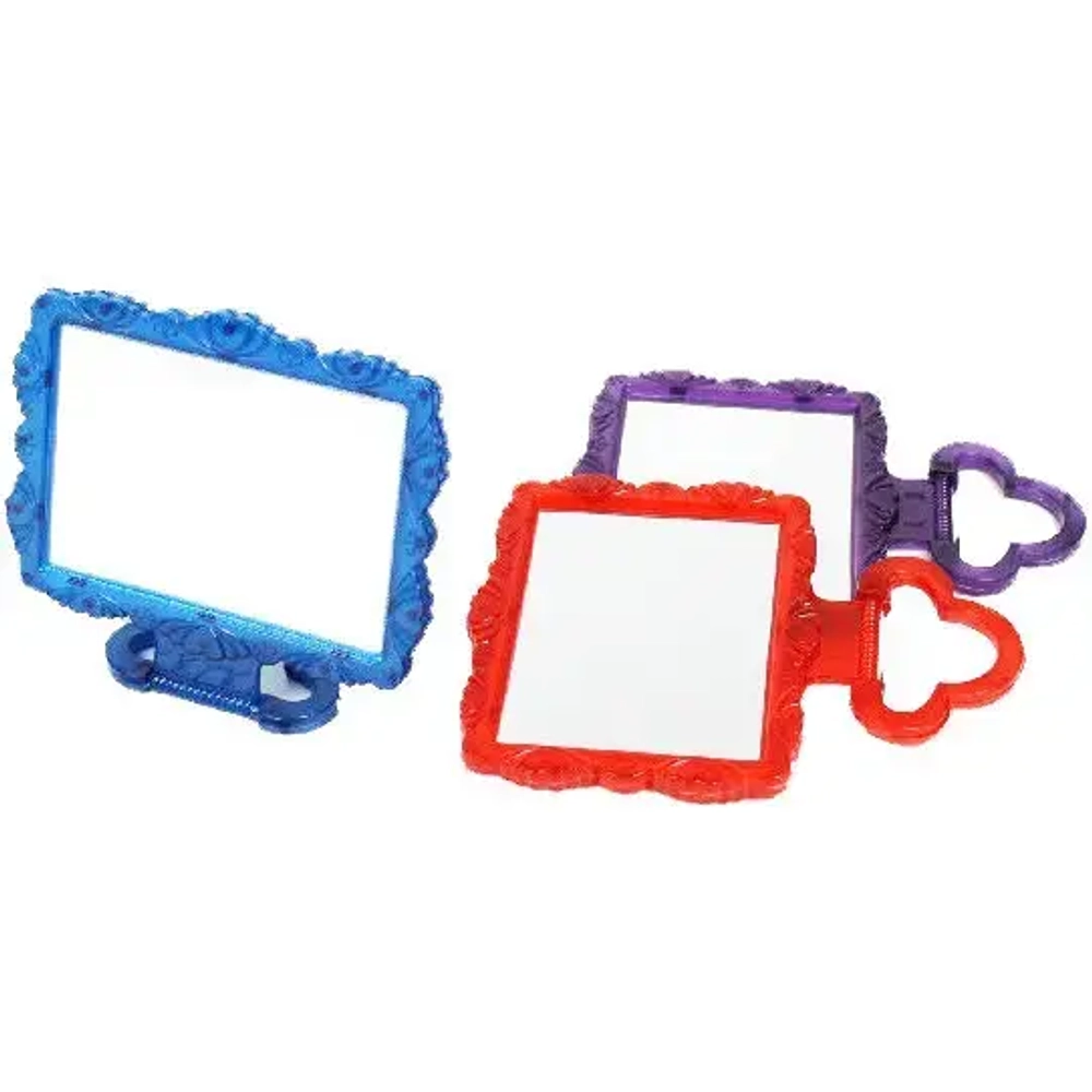 Зеркало настольное в пластиковой оправе «Резная окантовка» прямоугольник, подвесное 20*17см