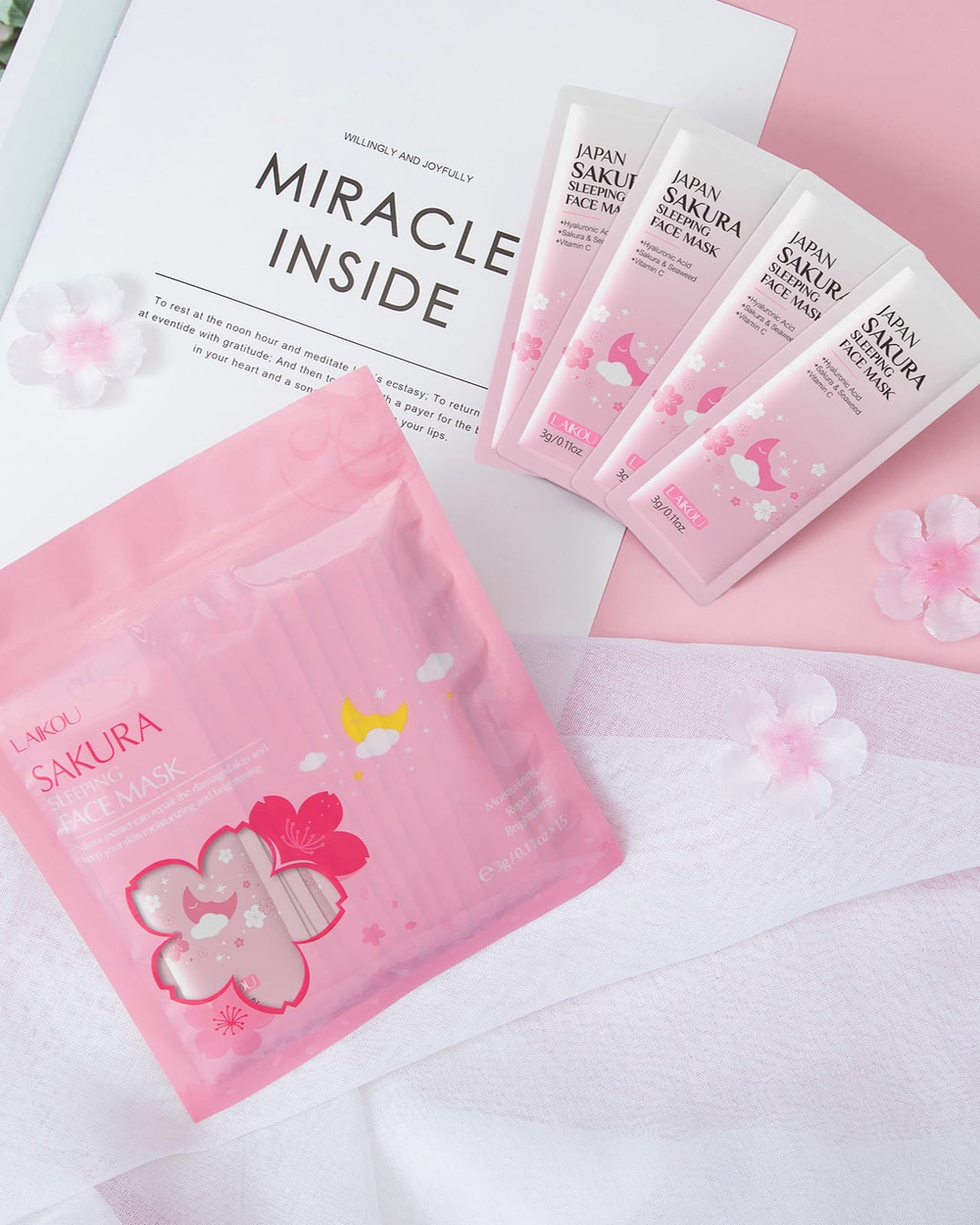 Ночная маска для лица с сакурой, 3г