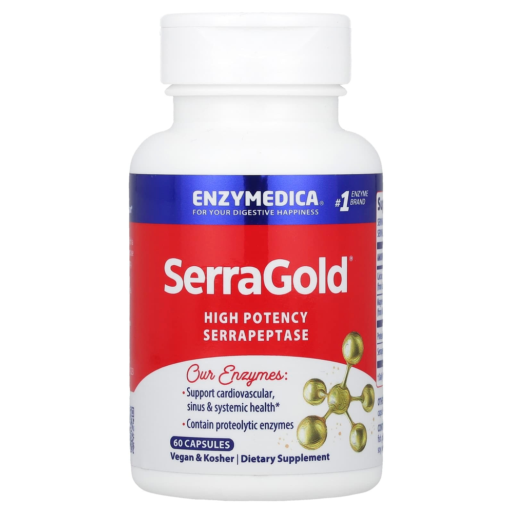 Enzymedica, SerraGold®, высокоэффективная серрапептаза, 60 капсул