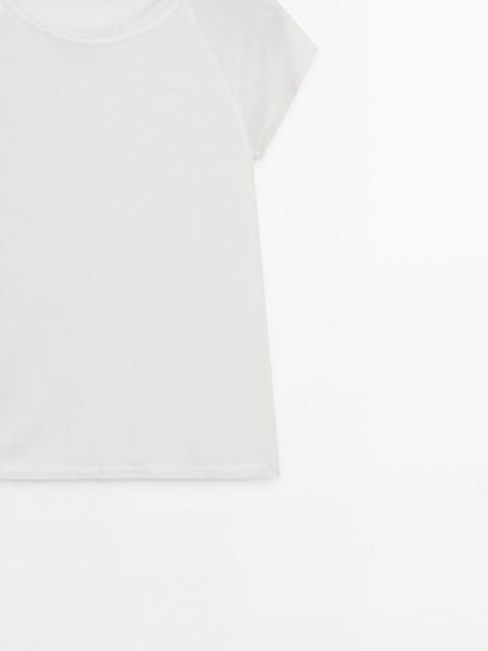 Massimo Dutti Футболка с короткими рукавами, натуральный, кремовый