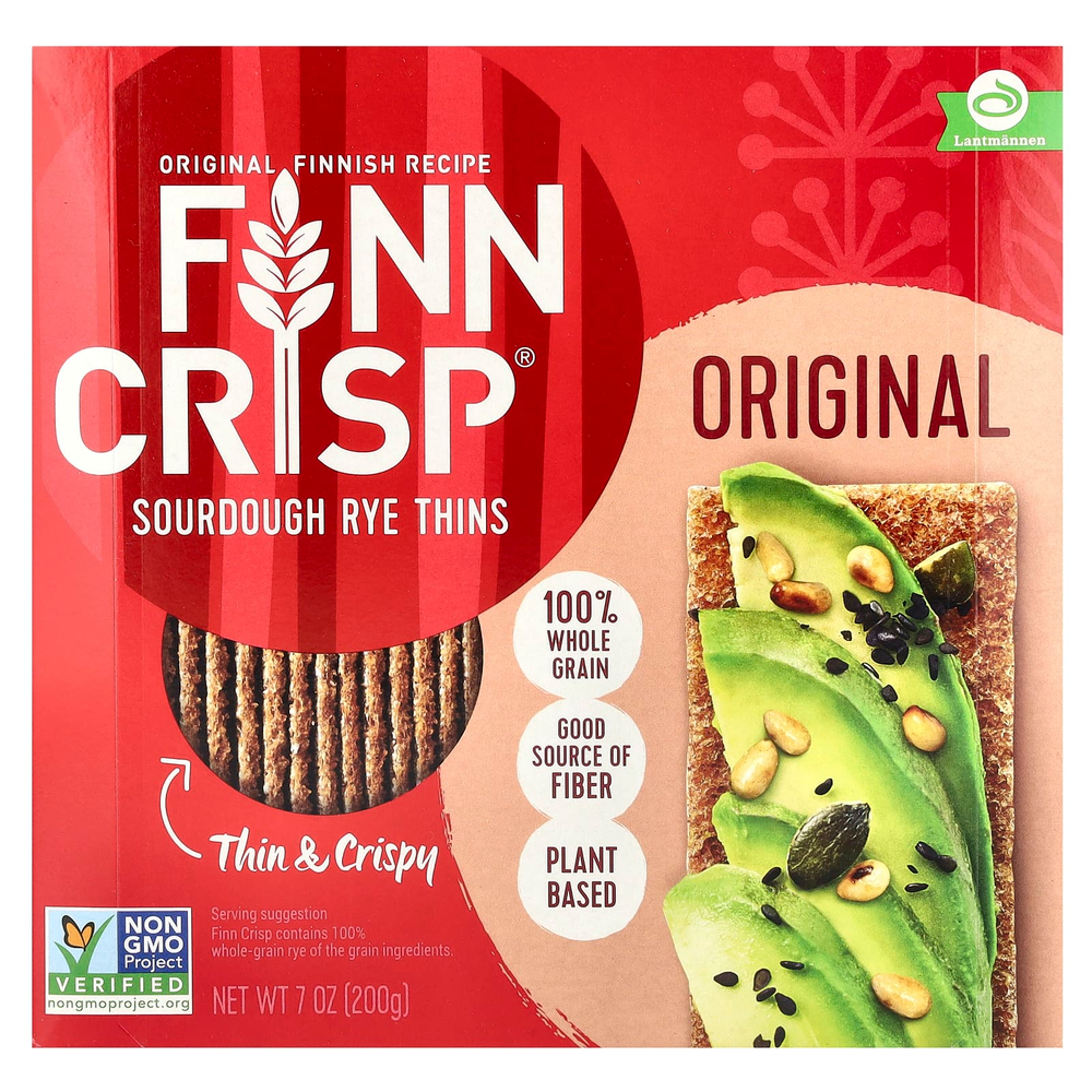 Finn Crisp, Хлебцы из дрожжевого ржаного теста, оригинальный вкус, 200 г (7 унций)