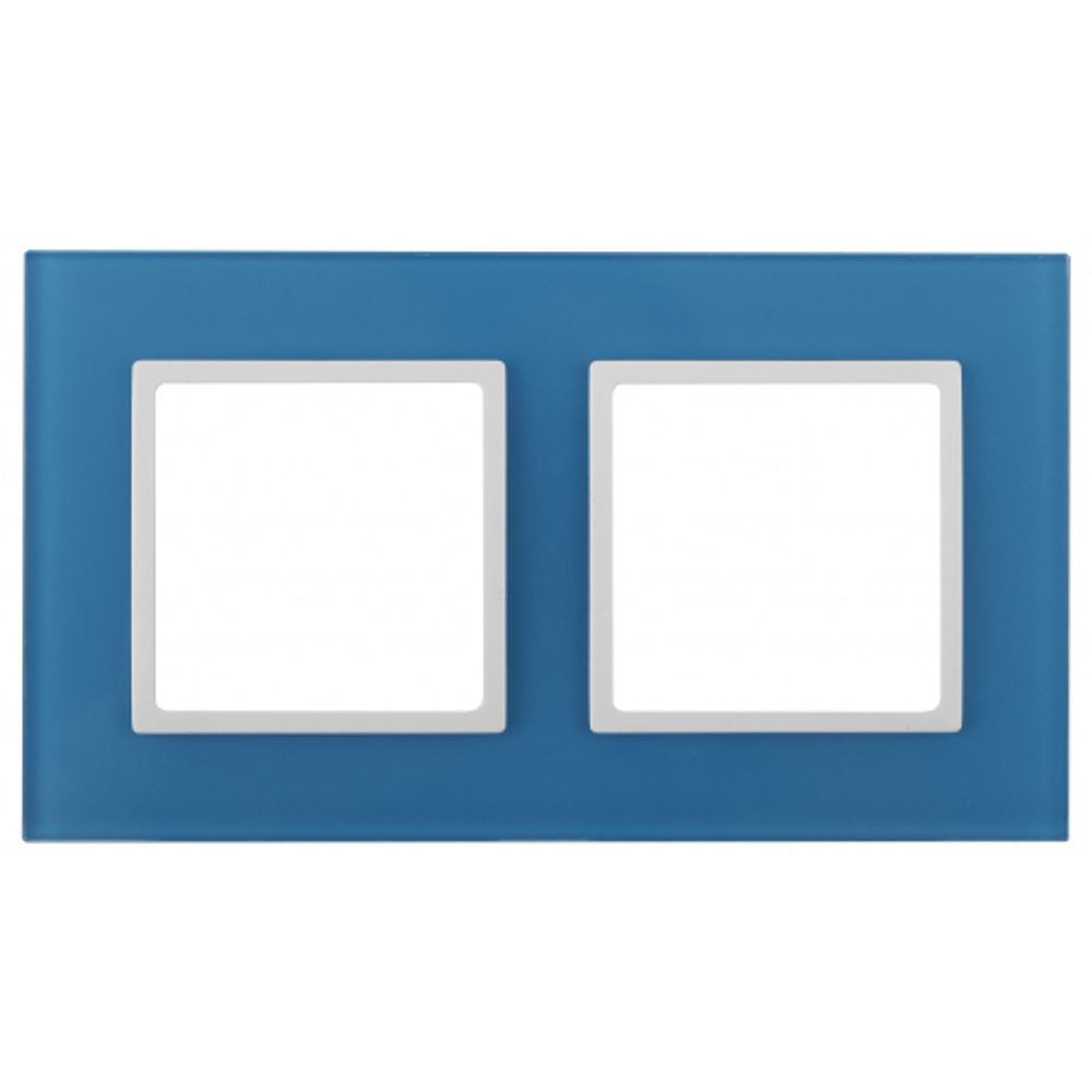 14-5102-28 ЭРА Рамка на 2 поста, стекло, Эра Elegance, голубой+бел