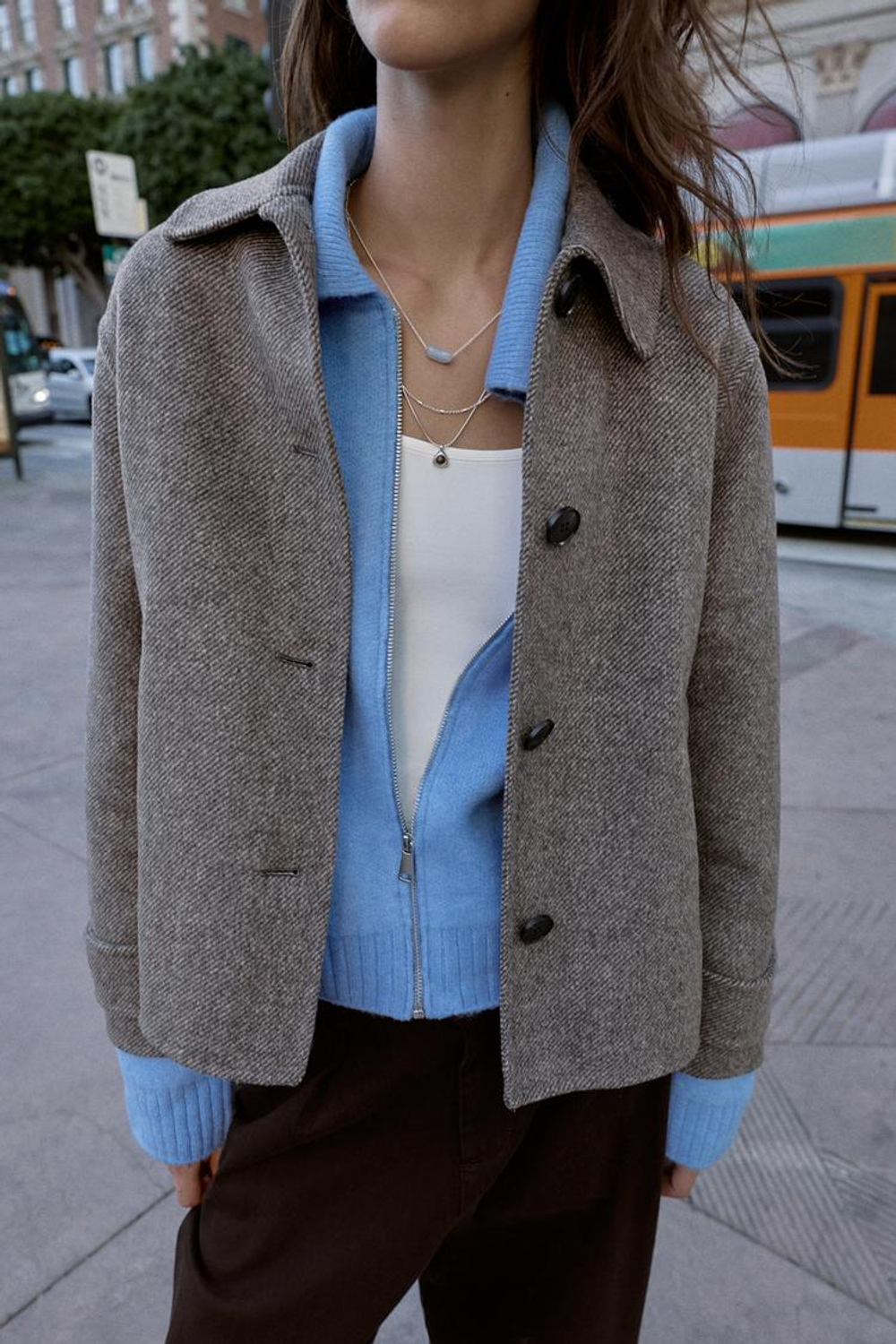 ZARA КОРОТКОЕ ПАЛЬТО ИЗ ШЕРСТИ, РЫЖЕВАТО-КОРИЧНЕВЫЙ