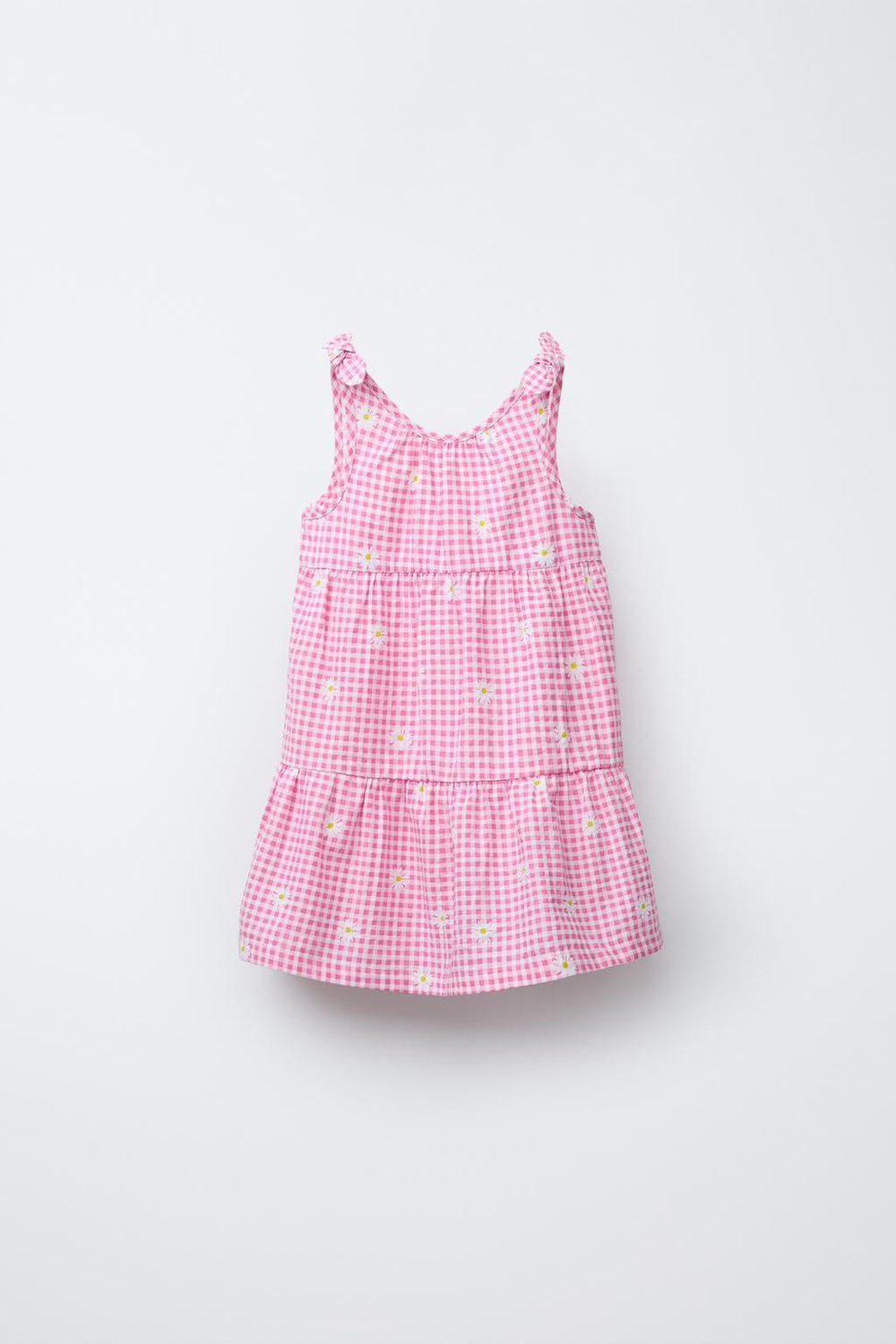 ZARA ПЛАТЬЕ В КЛЕТКУ ВИШИ С ЦВЕТОЧНЫМ УЗОРОМ, РОЗОВЫЙ