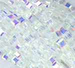 БВ001ДН6 Хрустальные бусины квадратные, цвет: белый с цв. AB прозрачный, размер 6 мм, 25 шт.