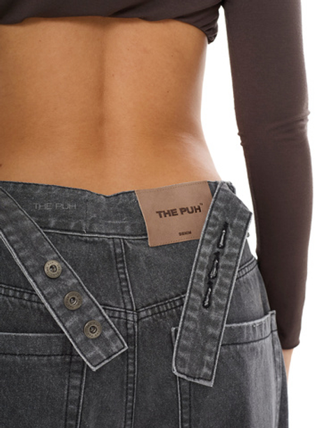 Серые широкие джинсы-трансформеры