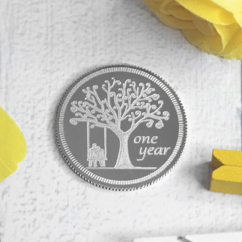 Серебряная монета 35 мм с гравировкой на заказ (ручная работа)