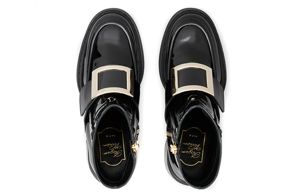 Roger Vivier Metal Buckle Ankle Boots 6cm Women"s Black