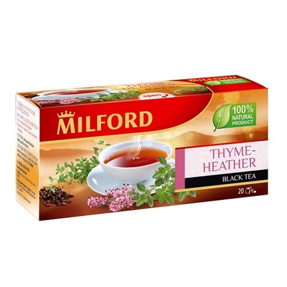 Milford черный чай с чабрецом и цветками вереска, 20 пакетиков