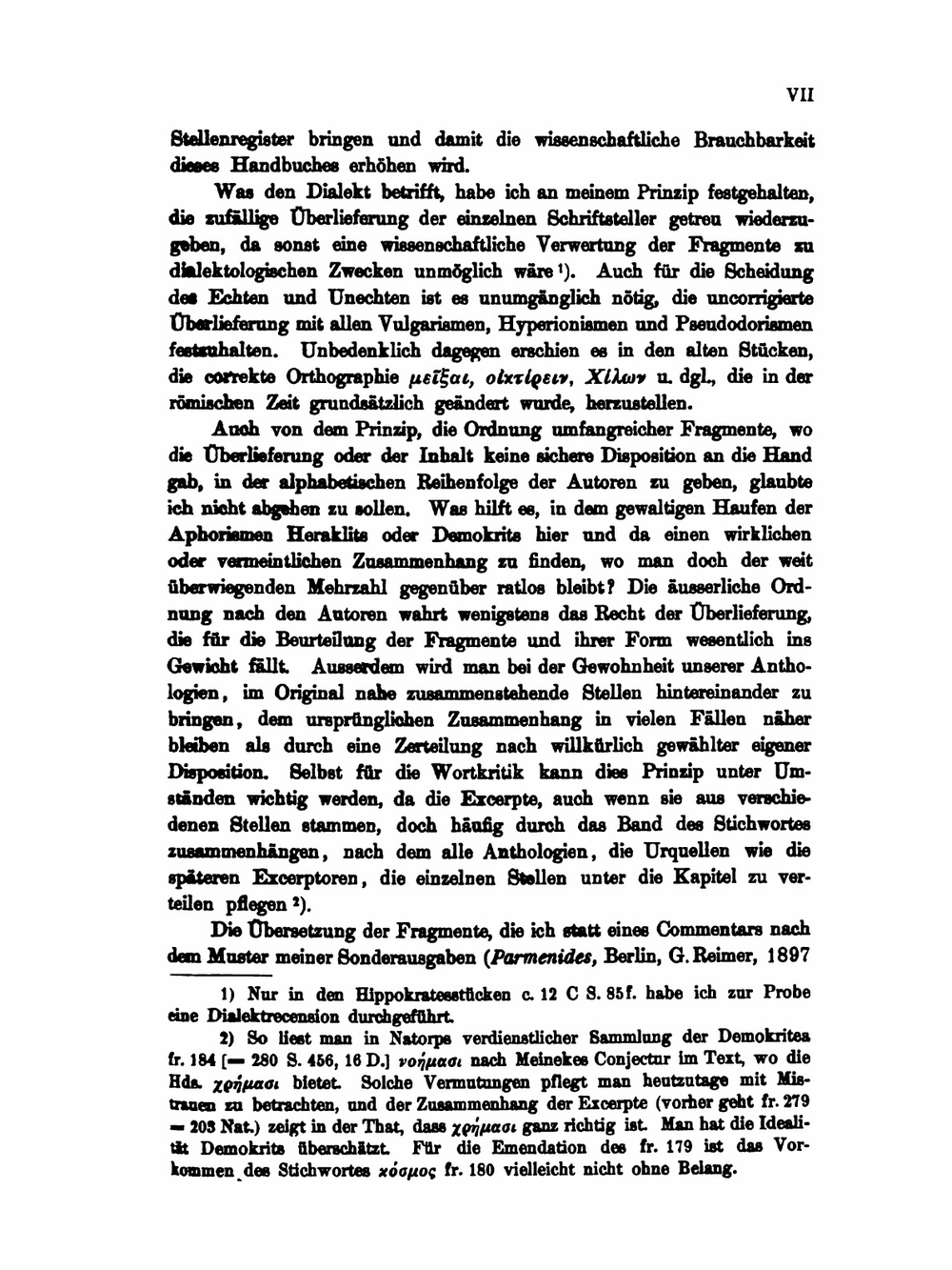 Die fragmente der Vorsokratiker griechisch und deutsch. Volume 1 | H. Diels