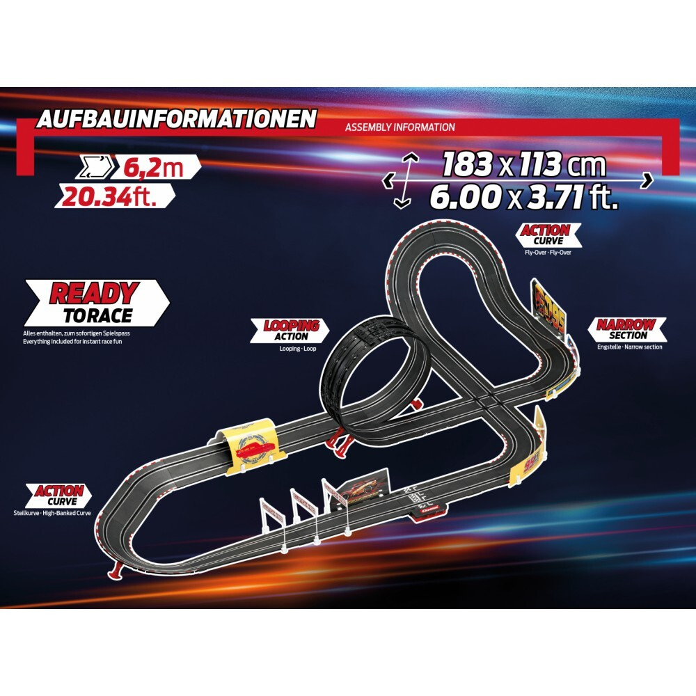Carrera GO!!! - Автомобильная трасса 6,2 м Disney Cars Glow Racers + 2 машины / артикул   62559  / GTIN 4007486625594