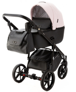 Детская коляска Adamex Nola Deluxe 3 в 1 N-SD102 (РОЗОВ.ПУДРА КОЖА + ЧЕРН.КОЖА)