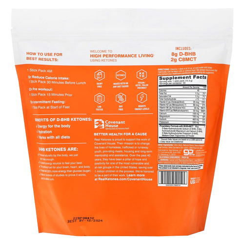 Real Ketones, Elevate, апельсин, 30 пакетиков со смесью для приготовления напитка, по 12,3 г (0,43 унции)