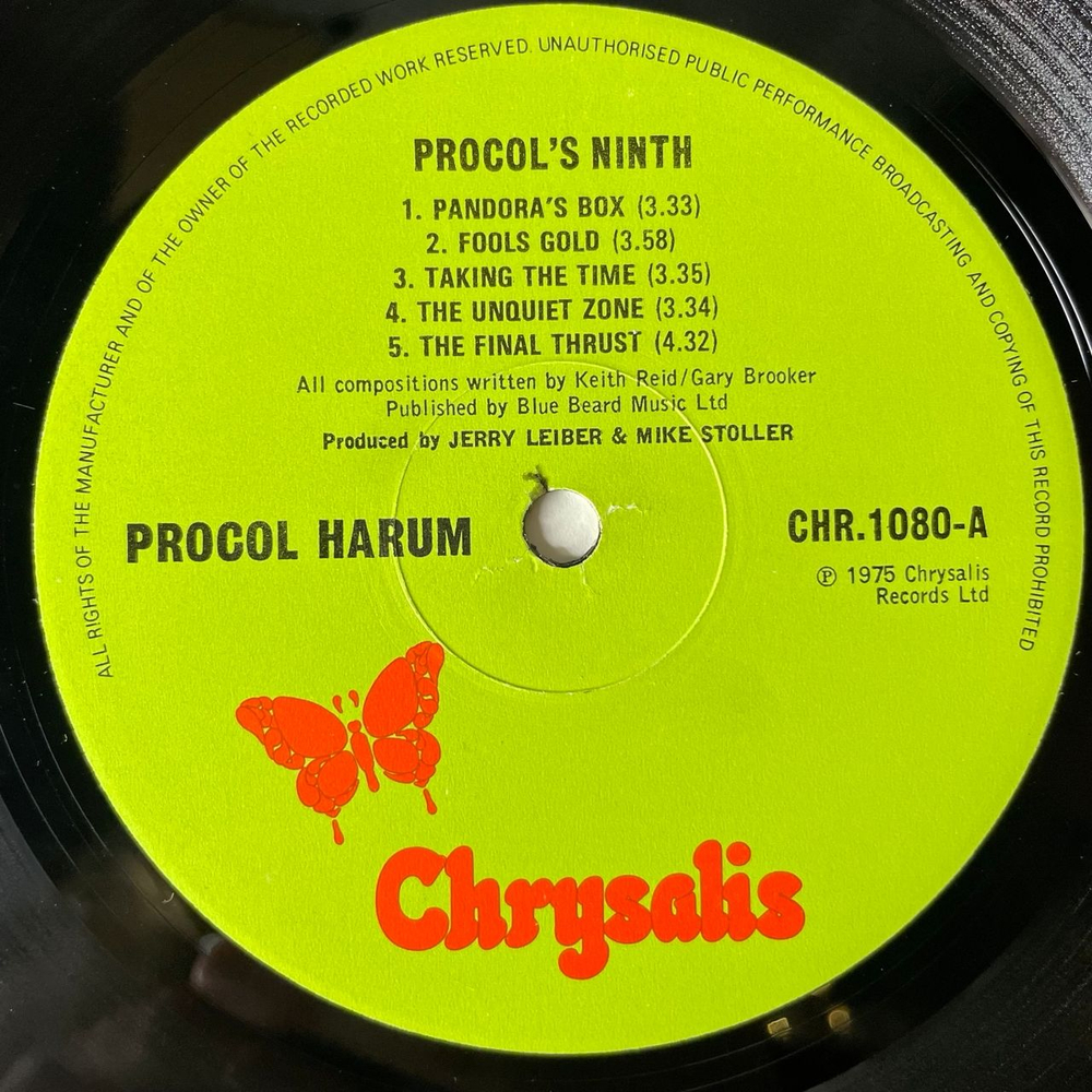Винтажная виниловая пластинка LP Procol Harum Procol's Ninth (Англия 1975)