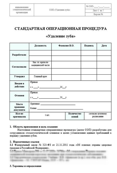 СОП Удаление зуба 1