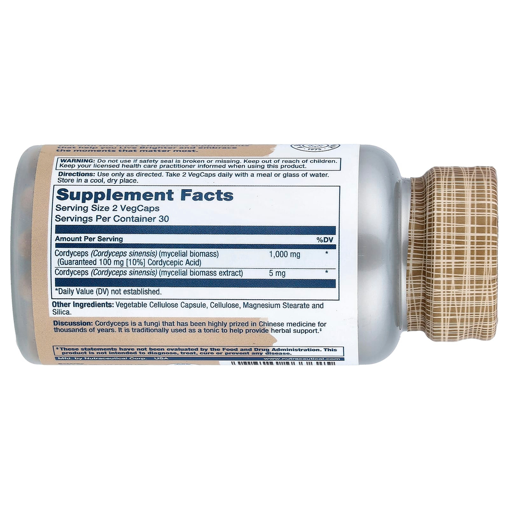 Solaray, Грибы, кордицепс, 60 капсул