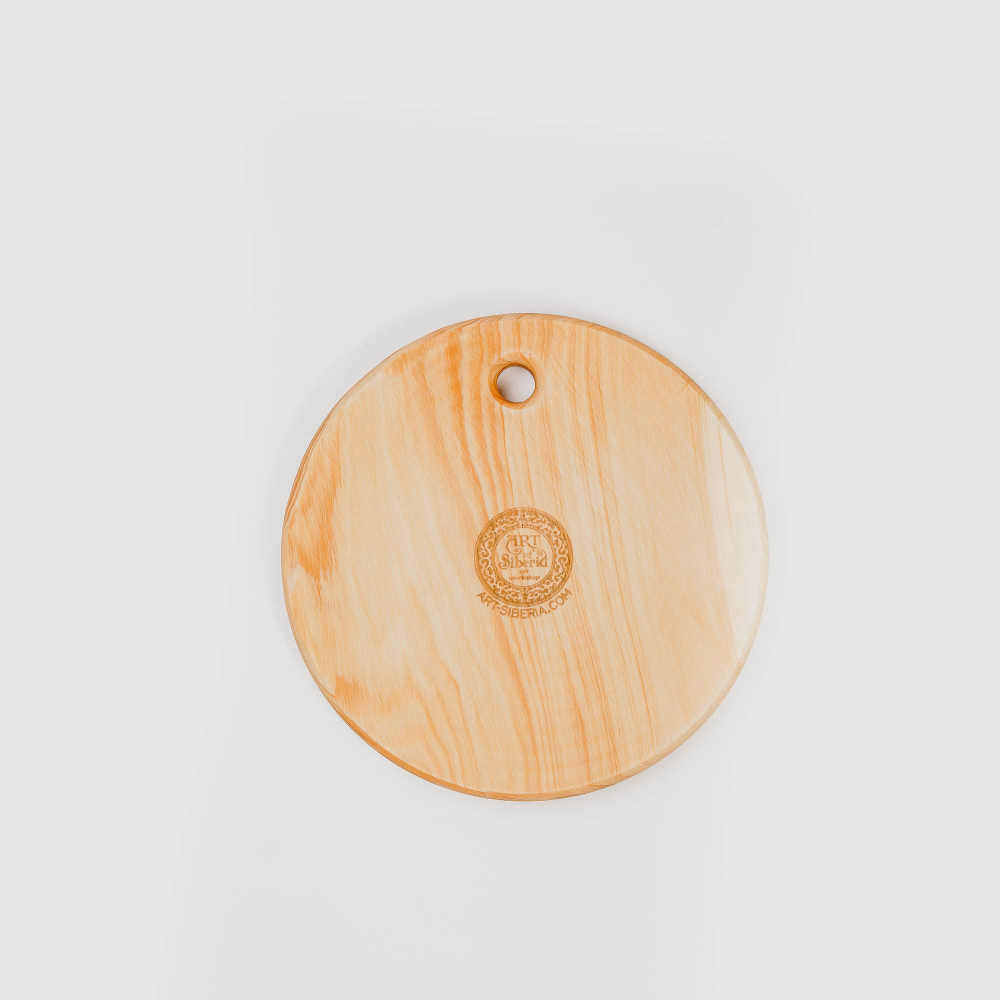 Деревянная менажница круглая с гравировкой из кедра