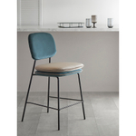 Стул полубарный с контрастным кантом Bergenson Bjorn Pea, велюр, сине-зеленый/бежевый