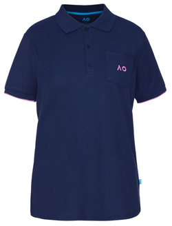 Женское поло Australian Open Polo Pocket AO Logo - небесный