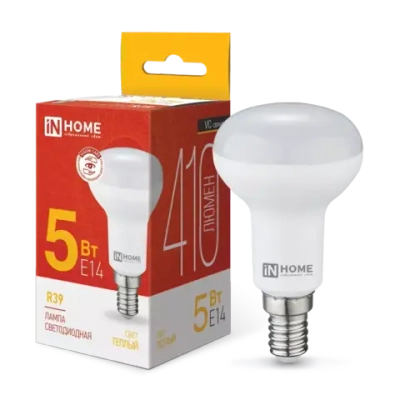 Лампа светодиодная LED-R39-VC 5Вт 230В Е14 3000К ТЕПЛЫЙ 410Лм IN HOME