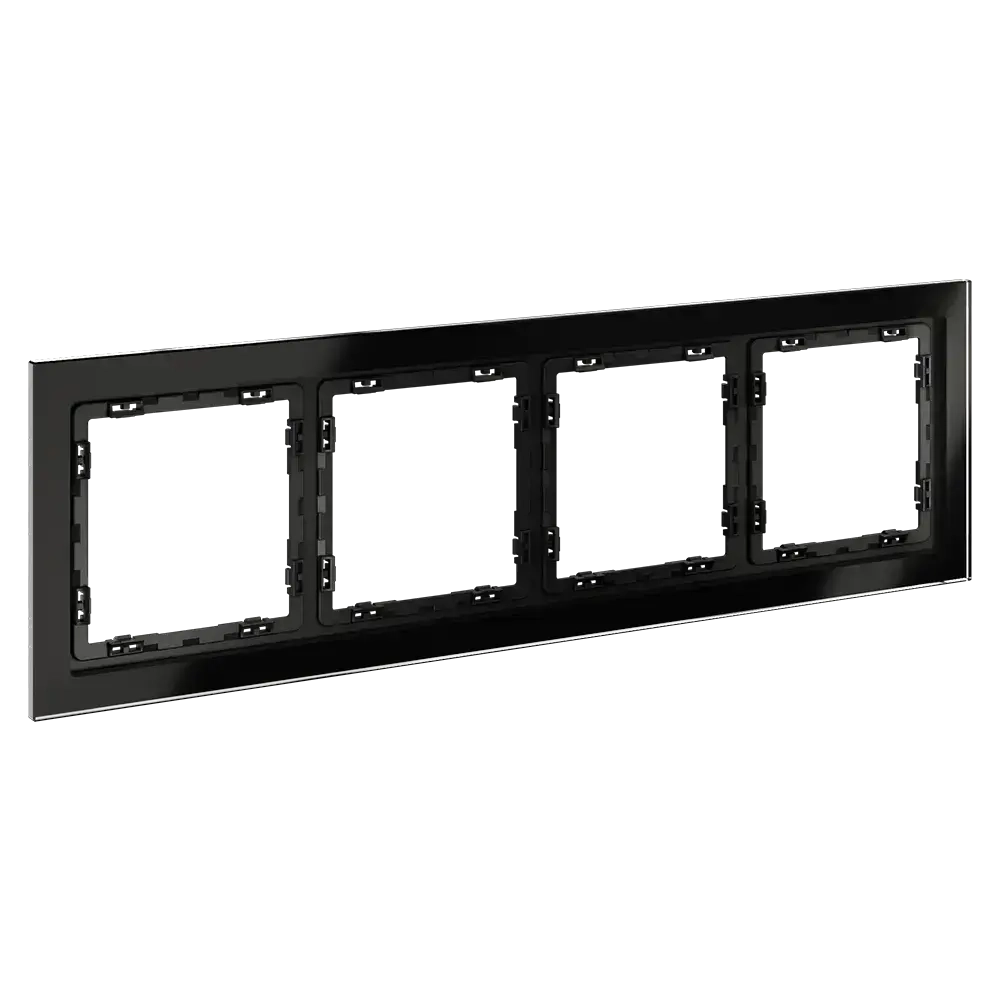 Рамка стеклянная VOLTUM S70 на 4 поста, (черный,стекло)