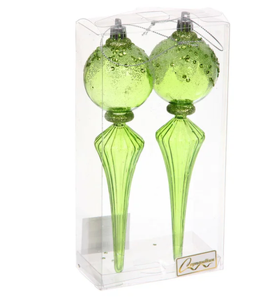 Елочные украшения "Изящный блеск" 5.3*5.3*19 см (набор 2 шт), Зеленый (Серпантин)