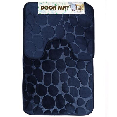 Набор ковриков для ванной и туалета, 2 шт, 0.5х0.8, 0.4х0.5 м, ПЭ, син, Камешки, Y9-039