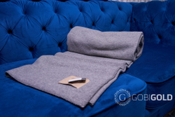 Одеяло тканое из шерсти мериноса LUX (овечья шерсть) ERDENET 150x200 см. - серое