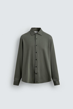 ZARA РУБАШКА REGULAR-FIT, СВЕТЛЫЙ ХАКИ