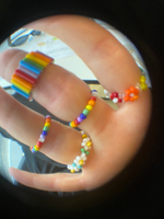 rainbow flower rings set