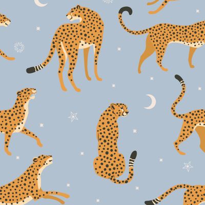 Леопарды, месяцы и звезды на небесном фоне